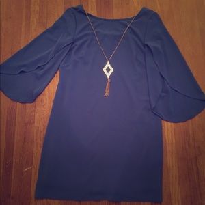 Navy dress with necklace